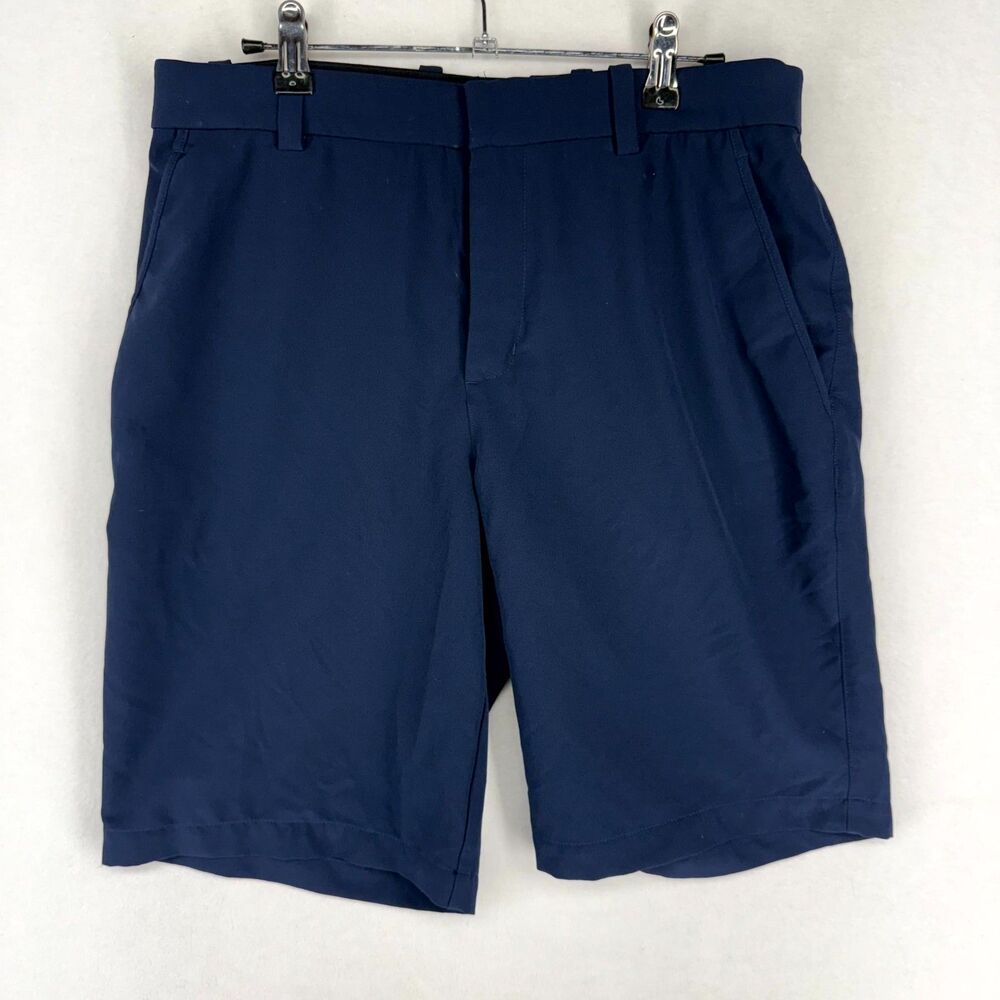 Nike Golf Shorts Dri-FIT Size 32 Navy Blue Performance Wicking Flat Front